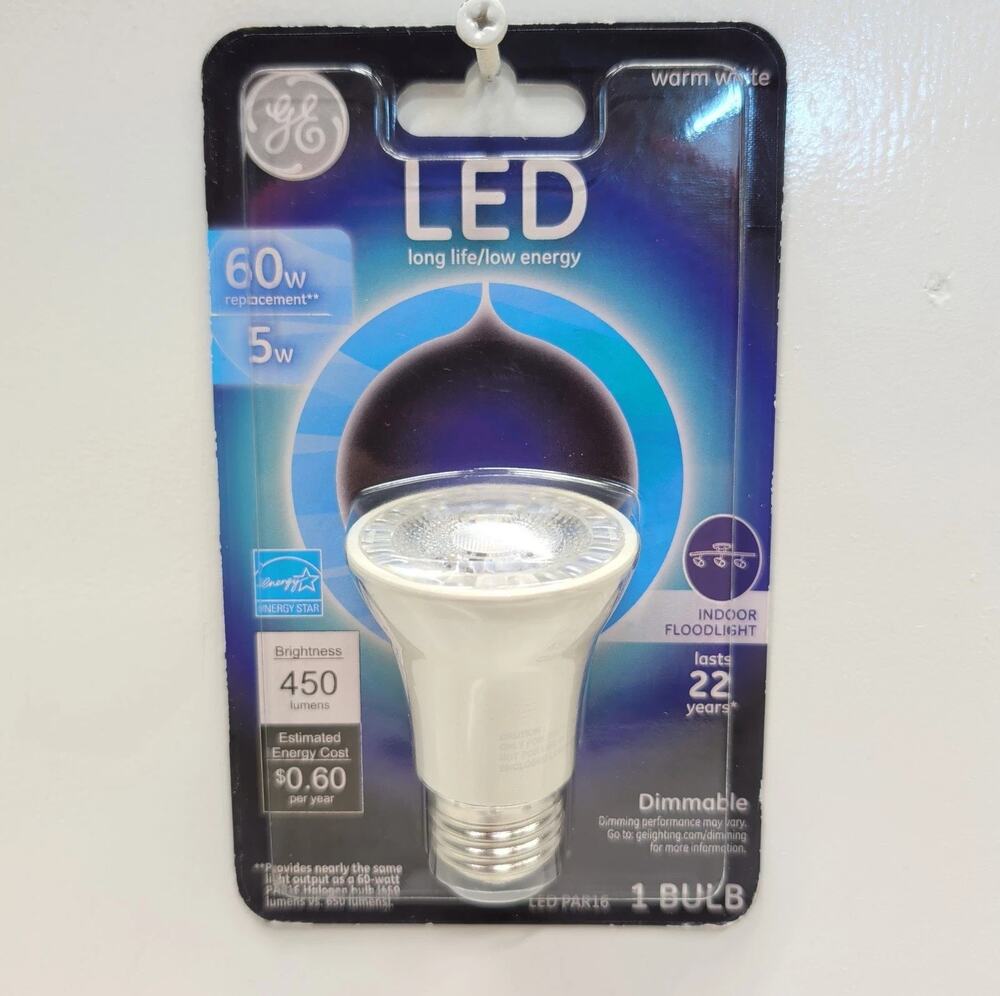 GE LED PAR16 Floodlight Bulb 5W Warm White 450 Lumens 60W EQ Dimmable New